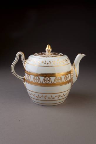 Bristol Teapot and Cover with Gilt Neoclassical Decoration, 1775-1778. Hard-paste porcelain. Di ...