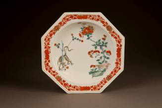 Chelsea Kakiemon-Style 'Yellow Tiger' Pattern Octagonal Soup Plate, 1752-1755. Soft-paste porce ...