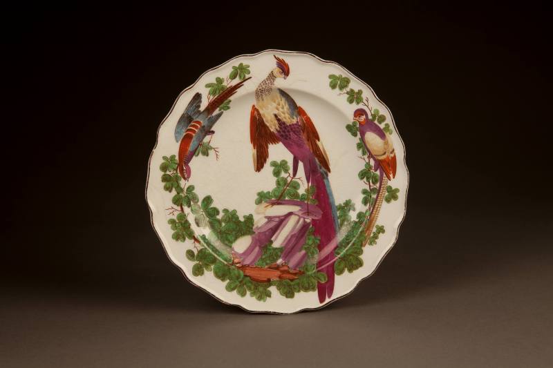 Chelsea Plate Painted with Exotic Birds, 1758-1760. Soft-paste porcelain. Dixon Gallery and Gar ...