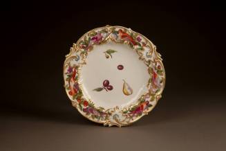 Chelsea Rocaillerie-Molded Plate Painted with Birds and Fruit, 1760-1765. Soft-paste porcelain. ...