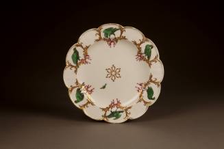 Chelsea Scalloped Plate Painted with Green Camaïeu Birds, 1760-1765. Soft-paste porcelain. Dixo ...