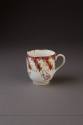 Chelsea Pine Cone-Molded Coffee Cup with Claret-Ground Panels and Floral Springs, 1759-1760. So ...