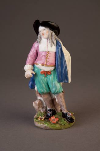 Chelsea Italian Comedy figure of 'Narcisin,' also called 'The Captain', ca. 1755. Soft-paste po ...