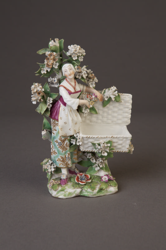 Chelsea Sweetmeat Figure of a Lady, 1758-1765. Soft-paste porcelain. Dixon Gallery and Gardens; ...