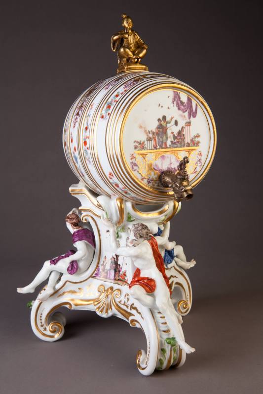 Meissen, Spirits Barrel and Stand, ca. 1735 and 1740-1745. Hard-paste porcelain. Dixon Gallery  ...