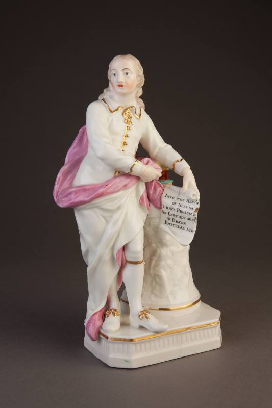 Derby Figure of John Milton Holding a Scroll with a Verse from Paradise Lost, ca. 1780. Soft-pa ...