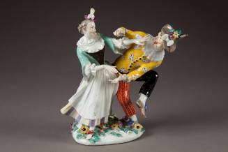 Meissen, Harlequin and Columbine Dancing from the Commedia dell'Arte, ca. 1744 or later. Hard-p ...