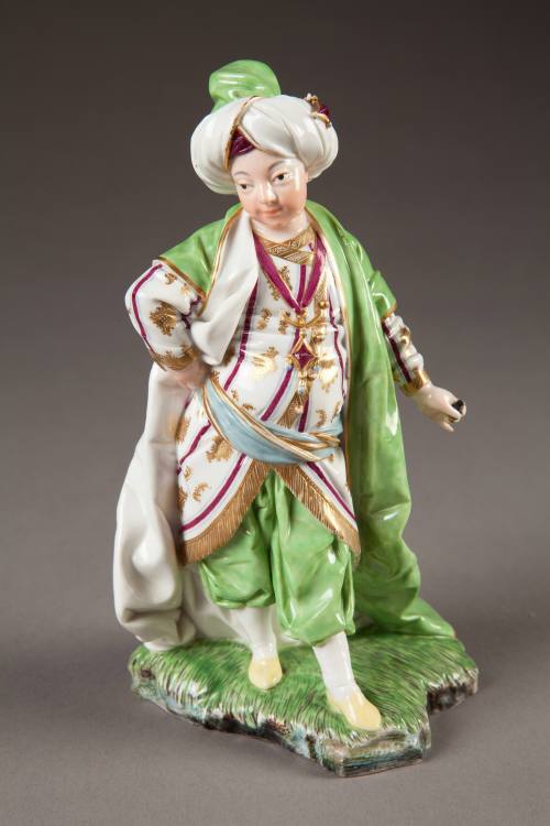 Höchst, Boy Dressed as a Sultan, ca. 1770. Hard-paste porcelain. Dixon Gallery and Gardens; Beq ...