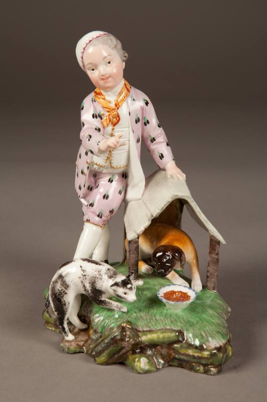 Höchst, Boy with Dog and Cat ("Boy at the Doghouse"), ca. 1770. Hard-paste porcelain. Dixon Gal ...