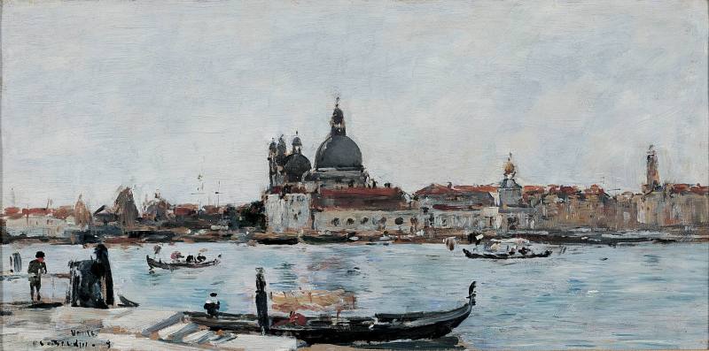 Eugene-Louis, Boudin, Venice, Santa Maria della Salute and the Custom House, 1895. Oil on paenl ...