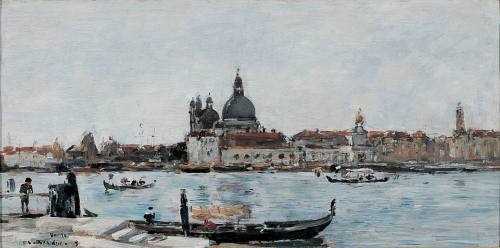 Eugene-Louis, Boudin, Venice, Santa Maria della Salute and the Custom House, 1895. Oil on paenl ...