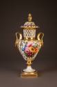 English Potpourri Vase and Pierced Cover with Gilt Swan Handles, 1820-1830. Soft-paste porcelai ...