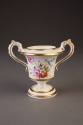 Staffordshire, Potourri Vase with Floral Decoration and Serpent Handles, 1820-1825. Soft-paste  ...