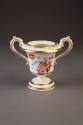 Staffordshire, Potourri Vase with Floral Decoration and Serpent Handles, 1820-1825. Soft-paste  ...