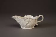 Staffordshire, White Salt-Glazed Stoneware Sauceboat Press-Molded in the 'Mosaic' or 'Basketwor ...