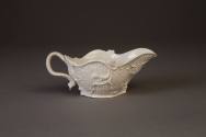 Staffordshire, White Salt-Glazed Stoneware Sauceboat Press-Molded in the 'Mosaic' or 'Basketwor ...