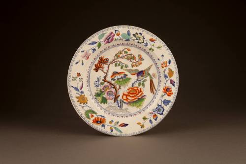 Davenport, Pearl-Glazed Earthenware Plate Transfer-Printed and Enameled in Chinese Export Porce ...