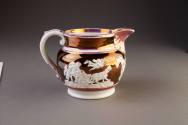 Staffordshire Copper and Pink Lustre Jug Reserved with Relief-Molded Classical Scenes, ca. 1820 ...