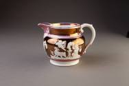 Staffordshire Copper and Pink Lustre Jug Reserved with Relief-Molded Classical Scenes, ca. 1820 ...
