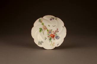 Chelsea Acanthus-Molded and Spirally Writhen Octofoil Saucer, 1752-1755. Soft-paste porcelain.  ...