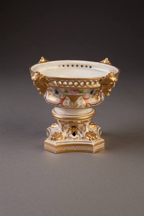 Derby Circular Pastille Burner with Floral and Neoclassical Decoration, ca. 1825. Soft-paste po ...