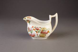 Stafforshire, 'London' Shape Milk Jug Printed in Black and Painted with Chinese Vessels of Flow ...