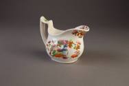 Stafforshire, 'London' Shape Milk Jug Printed in Black and Painted with Chinese Vessels of Flow ...