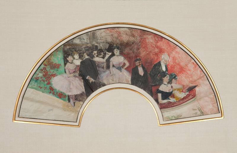 Jean-Louis Forain, Evening at the Opera (fan), ca. 1879. Gouache, some pencil or chalk on parch ...