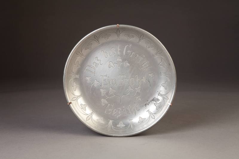 Carl Wilhelm Seiggert, Inscribed Dish, 1807-1839. Pewter. Dixon Gallery and Gardens; Gift of Dr ...