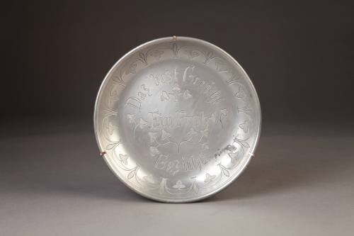 Carl Wilhelm Seiggert, Inscribed Dish, 1807-1839. Pewter. Dixon Gallery and Gardens; Gift of Dr ...