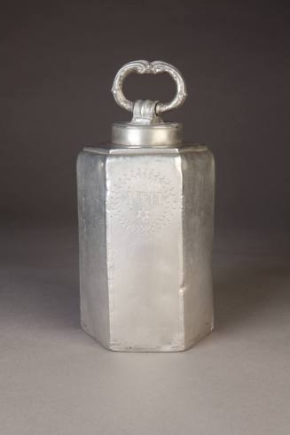 Unknown maker, Hexagonal Covered Flask, ca. 1800. ewter. Dixon Gallery and Gardens; Gift of Dr. ...