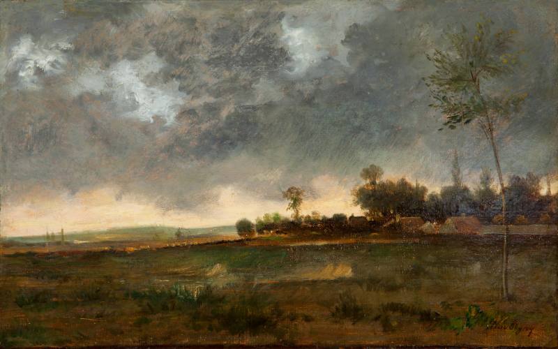 Charles-Francois Daubigny, Landscape, Stormy Sky, ca. 1865. Oil on canvas. Dixon Gallery and Ga ...