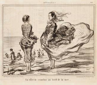 Honoré Daumier, An effect of crinoline at the seashore, August 25, 1858. Lithograph on newsprin ...