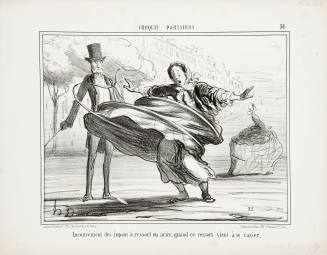 Honoré Daumier, Disadvantage of steel spring petticoats, when the spring breaks, August 18, 185 ...