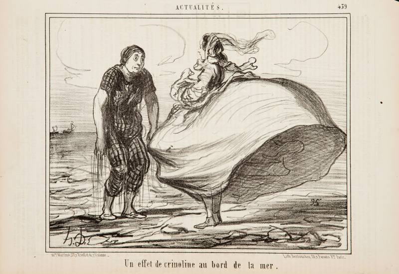 Honoré Daumier, An effect of crinoline at the seashore, September 17, 1857. Lithograph on newsp ...