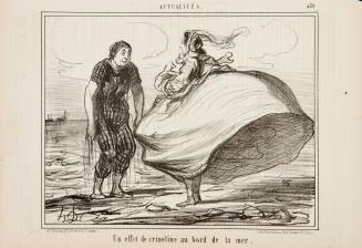 Honoré Daumier, An effect of crinoline at the seashore, September 17, 1857. Lithograph on newsp ...