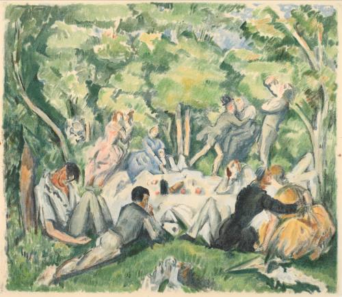 Auguste Clot, Luncheon on the Grass, ca. 1895-1900. Lithograph after a painting by Paul Cezanne ...