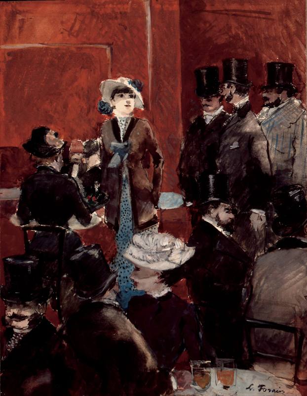 Jean-Louis Forain, Café Interior, ca. 1879. Watercolor and gouache on paper. Dixon Gallery and  ...