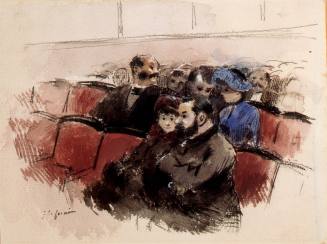 Jean-Louis Forain, At the Theater, Orchestra Seats, ca. 1880. Watercolor, gouache and black cha ...