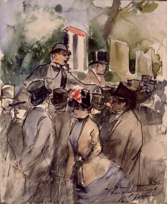 Jean-Louis Forain, The Bookmaker, ca. 1885. Ink and watercolor on paper. Dixon Gallery and Gard ...
