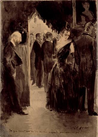 Jean-Louis Forain, The Look, 1892. India ink (pen and brush), watercolor and red conti on wove  ...