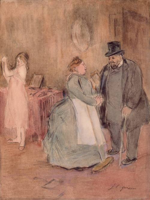 Jean-Louis Forain, The Visit, 1889. Watercolor with pencil and gouache on wove paper. Dixon Gal ...