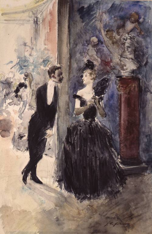 Jean-Louis Forain, The Ball, ca. 1885. Watercolor, chalk, pastel, and ink on wove rag paper. Di ...