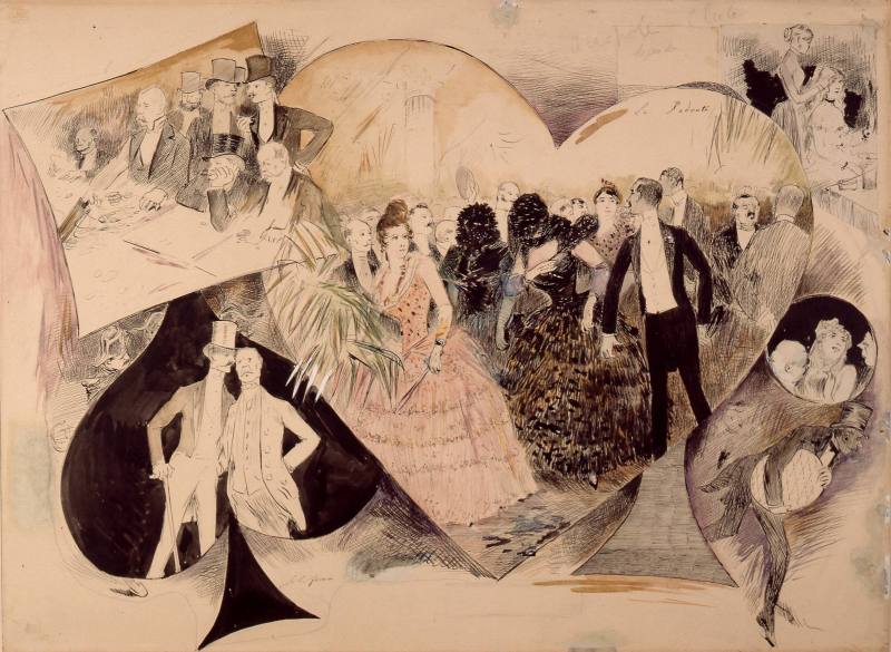 Jean-Louis Forain, Scene of Society Life - the Casino, ca. 1884. Watercolor, india ink, gouache ...