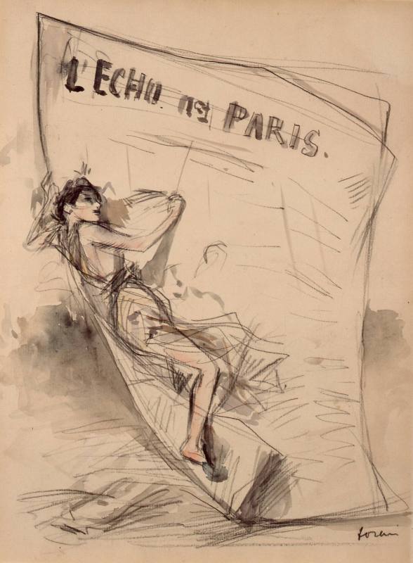 Jean-Louis Forain, L'Echo de Paris, ca. 1899. Watercolor, crayon on laid paper. Dixon Gallery a ...