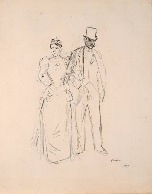 Jean-Louis Forain, Strolling Couple, ca. 1890. Watercolor on wove paper. Dixon Gallery and Gard ...