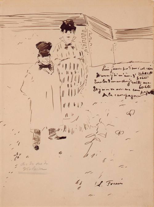 Jean-Louis Forain, On the Verses of Verlaine, A  Rogue Takes a Stroll in the Country, ca. 1873. ...