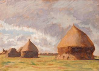 André Noufflard, Wheatstacks, Stormy Sky, 1928. Oil on cardboard. Dixon Gallery and Gardens; Gi ...