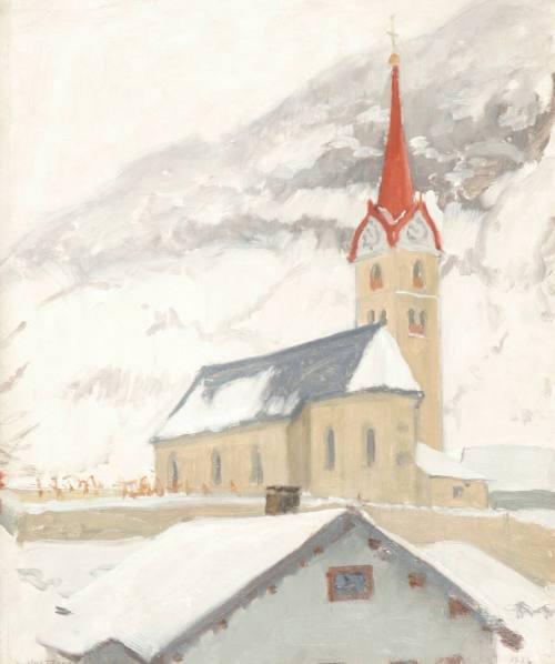 André Noufflard, Church in Tyrol with Snow Falling, 1934. Oil on canvas. Dixon Gallery and Gard ...