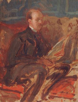 Berthe Noufflard, Jacques-Emile Blanche Reading the Newspaper (Sketch), ca.1912. Oil on canvas  ...